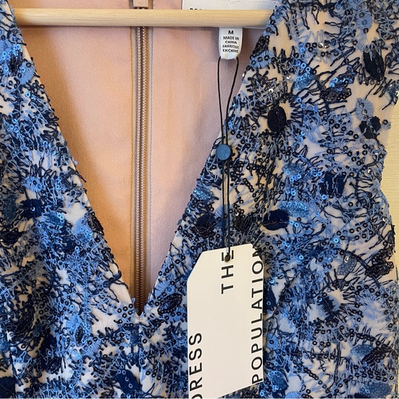 Dress the Population Fit & Flare Sequin Blue/Nude Dress Size: Medium NWT! - Picture 6 of 9
